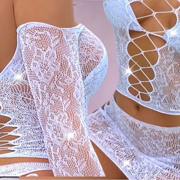 HOT Item! l 2-piece Rhinestone embellished Set  l OS l high-stretch l New - Picture 4 of 7